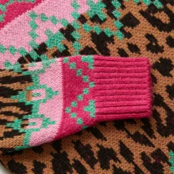 Pink Leopard Fairisle Print Christmas Jumper 9 Years