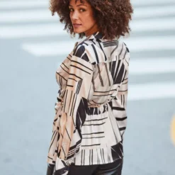 Front Page 15 SOSANDAR Ivory Conversational Mock Wrap Shirt 16